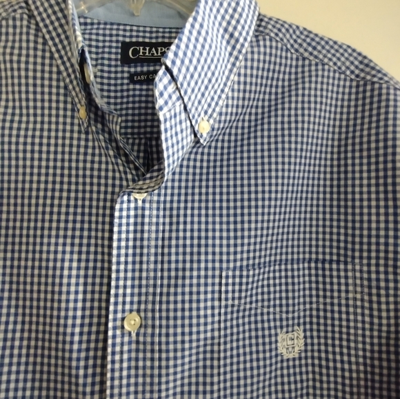 Chaps Other - NWOT Chaps Easy Care Blue Gingham Short sleeve button down Size Large